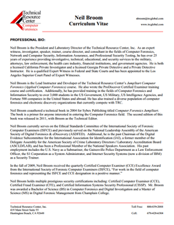 CV for Neil Broom Expert Witness in Computer Forensics Investigations in New Hampshire